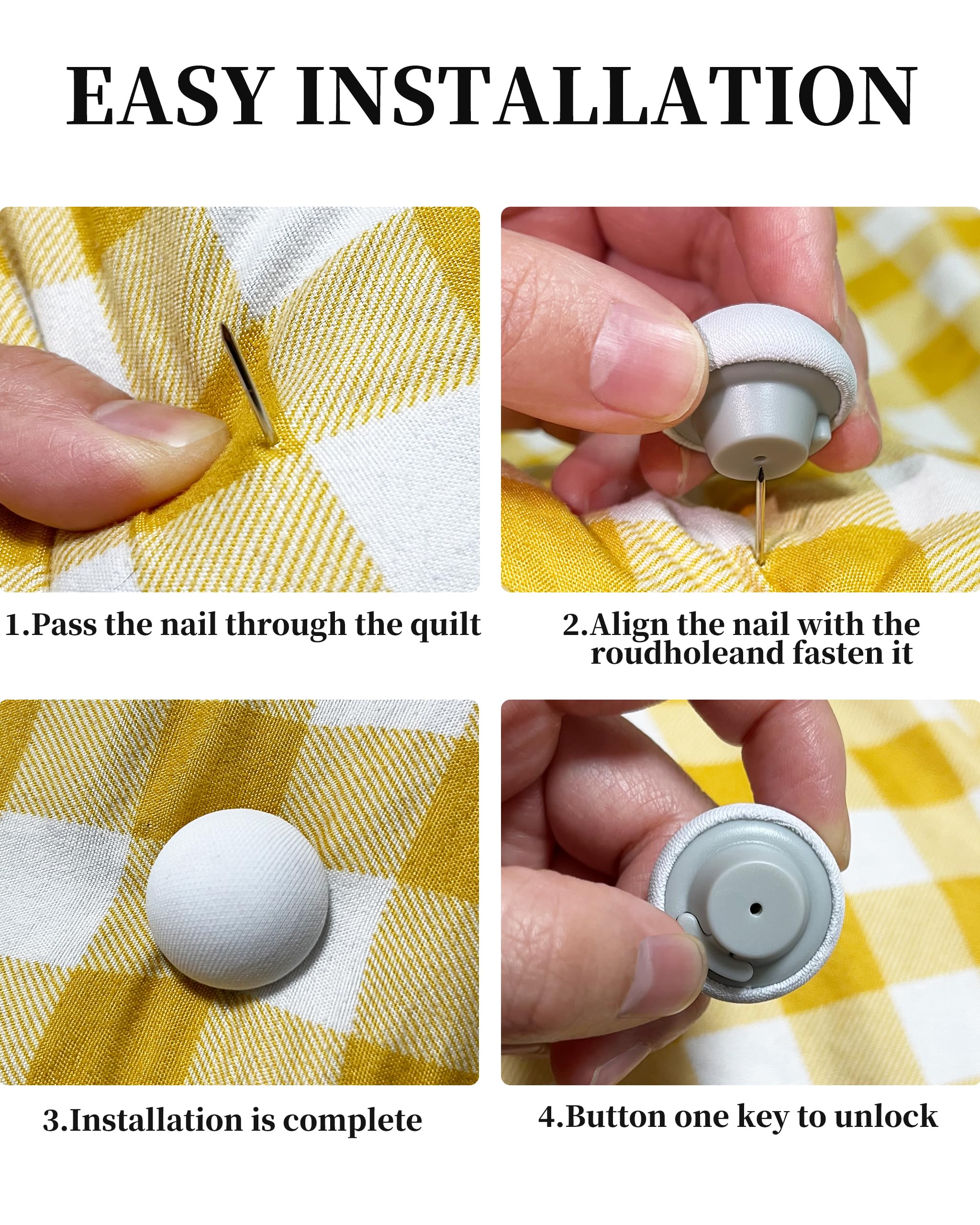 Juego de 16 clips de edredón con material de tela suave para edredón, cojines, cortinas (blanco)