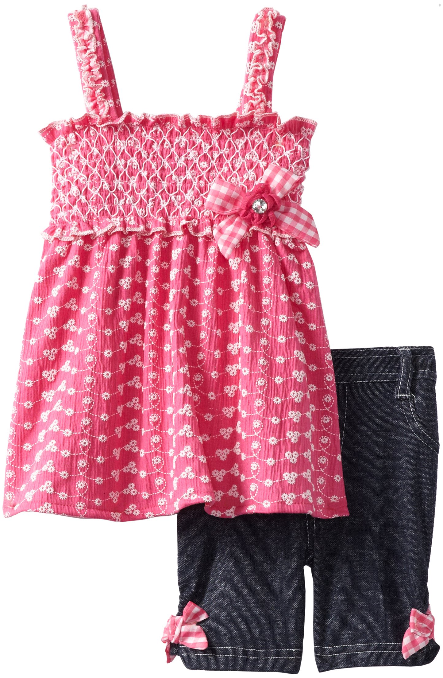 Little Lass Little Girls' 2 Piece Bermuda Short Set With Puff Print