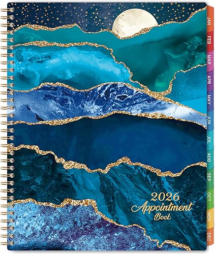 Libro de citas 2024-2025, julio de 2024 a junio de 2025, agenda diaria semanal y mensual, 8 x 10 pulgadas, intervalo de media hora, pestañas,