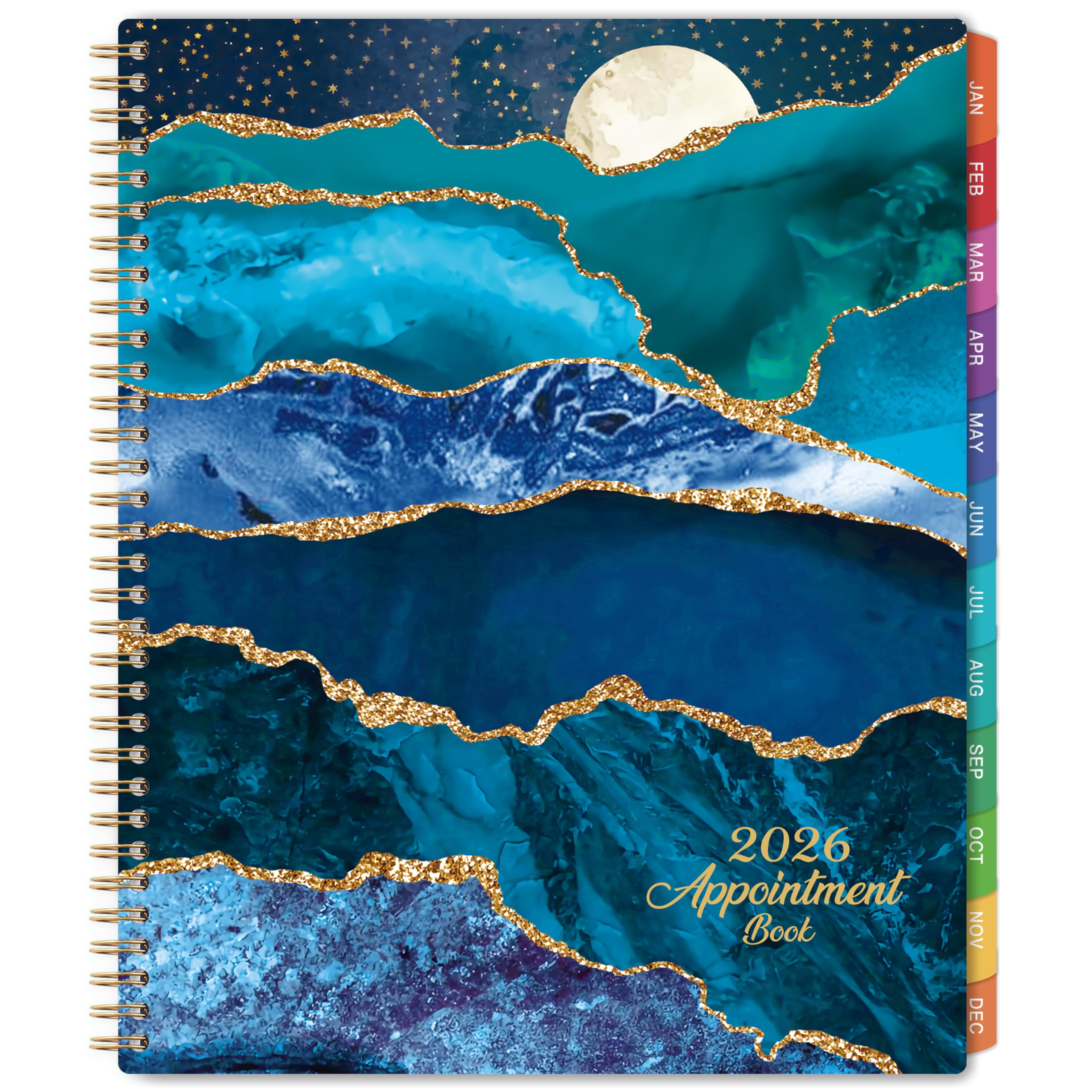 2026 Appointment Book - 2026 Planner, Daily Hour Planner, Weekly Monthly Planner, Jan. 2026 - Dec. 2026, 9" x 11", Half Hour Interval, Colorful Monthly Tabs, Twin-wire Binding, Double Sided Pocket