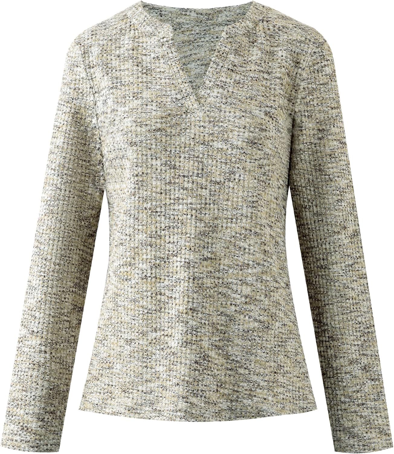 DERAX Womens Long Sleeve Waffle Knit Tops Fall Henley V Neck Shirts Dressy Casual 2026 Spring Blouses - Image 4