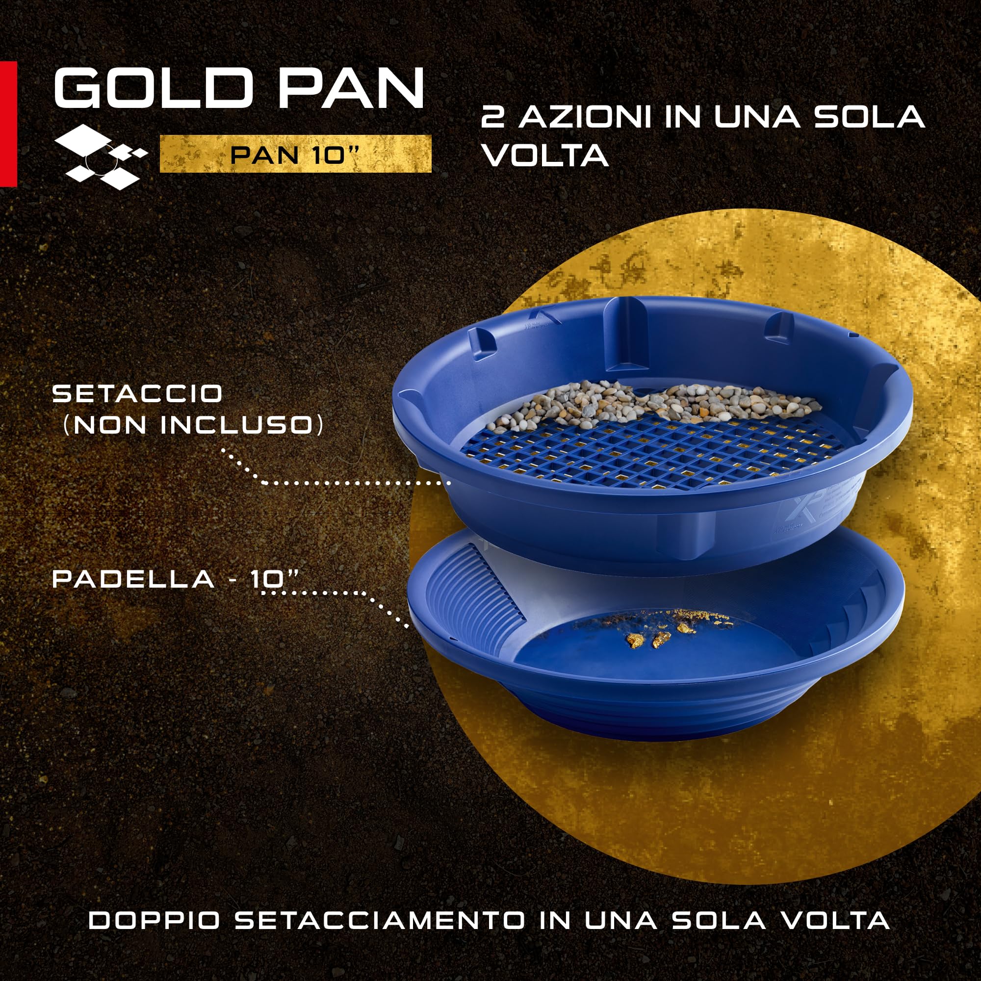 XP Metal Detectors Gold Pan Starter Kit -Ideale per iniziare la caccia all'oro - con XP Gold Pan (15"), classificatore e accessori per l'oro (GP-Starter-KIT)