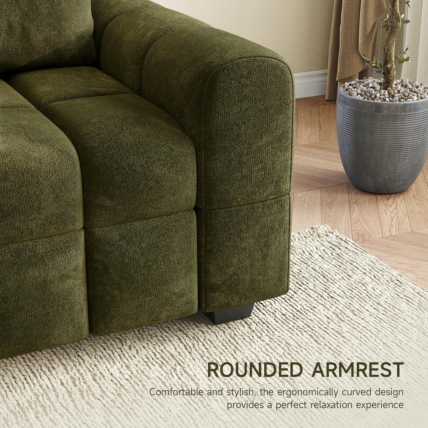 ONBRILL 82" Loveseat Sofa, Modern Chenille Sofa Couch for Living Room, Pull Point Seat Cushion, Easy Assembly, Comfy Love Seat for Small Spaces, Bedroom, Apartment, Green