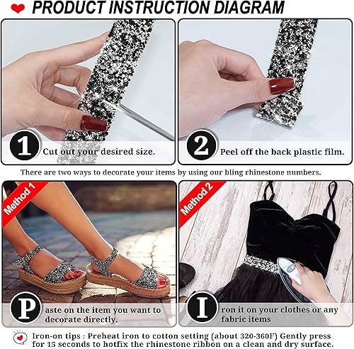 Miniatura 3 de Locacrystal Cinta de diamantes de imitación autoadhesiva para planchar en resina de cristal, rollo de calcomanías de diamantes de imitación para