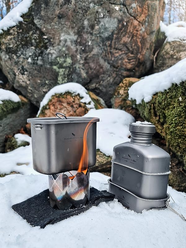 iBasingo Titán Katonai Vízpalack Kemping Főzőkészlet 3 részes Könnyű Kanna Pohár 1100ml