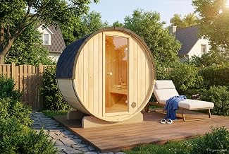 Fasssauna Mini XXS 199x130cm Naturbelassen 42mm Wandstärke