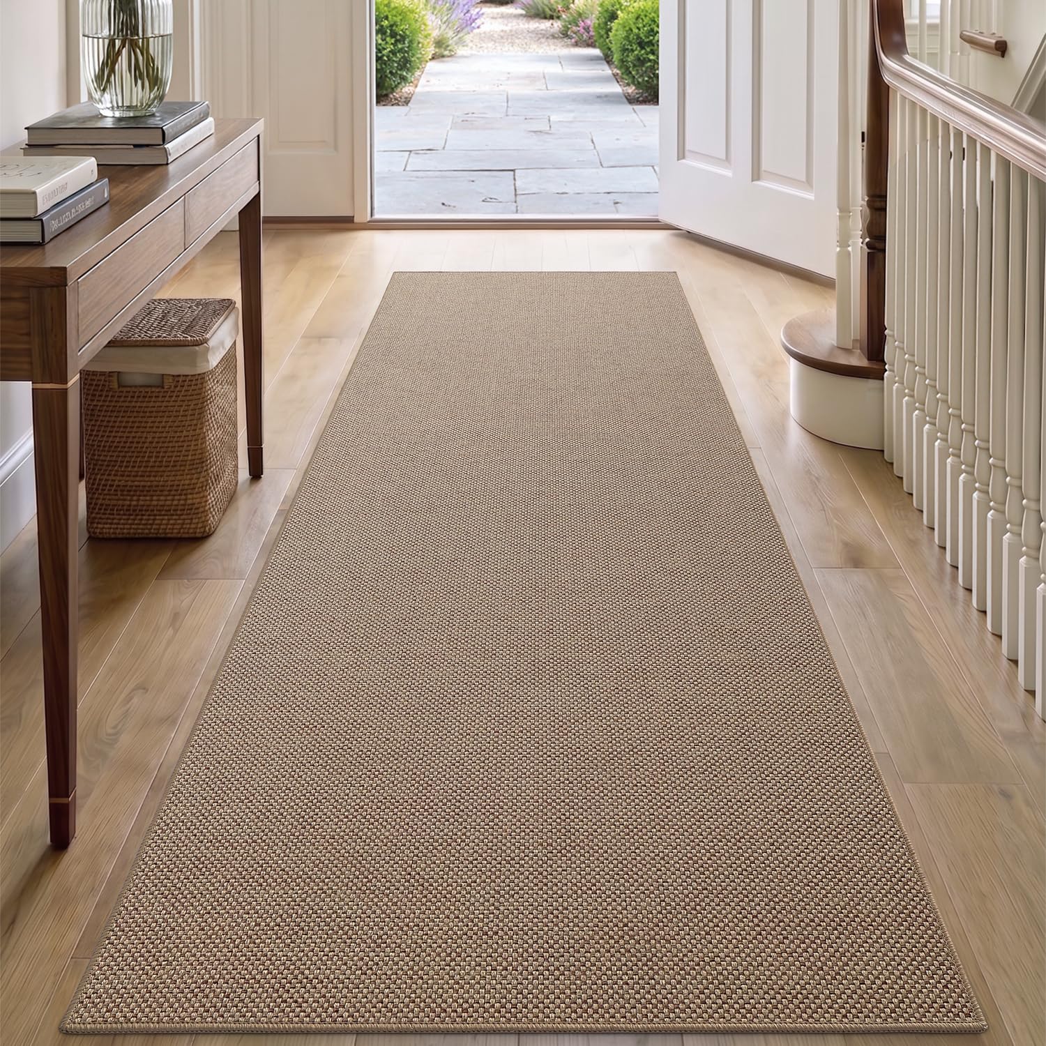 DEXI Non-Slip Hallway Runner Rug 61 x 183 cm, Thin Low-Profile Carpet for Entryway, Bedroom, Kitchen, Laundry Room – Rubber Backing, Taupe — image 1