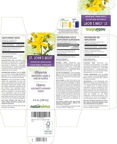 Miniatura 2 de Naturalma Hierba de San Juan (Hypericum perforatum) hierba con flores tintura sin alcohol - 4 onzas líquidas de extracto líquido en gotas -