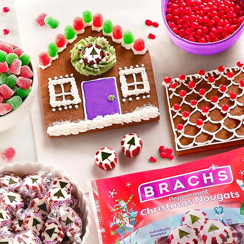 Miniatura 6 de Brach's Caramelo de turrón de menta para Navidad, caramelo de relleno de calcetín de Navidad, sabor clásico navideño, bolsa de 11 onzas