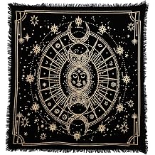 Indian Consigners Moon Phases Altar Cloth Celestical Tarot Deck Alter Square Wall Hanging Tablecloth Sacred Place Home Decor Moon Faces 24 by 24 Sacred Cloth Moon Phases