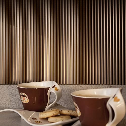 Miniatura 49 de FASÄDE Panel decorativo para salpicaduras de vinilo acanalado en bronce bermudas (muestra de 6 x 6 pulgadas) Bronce (Bermuda Bronze),Bronce