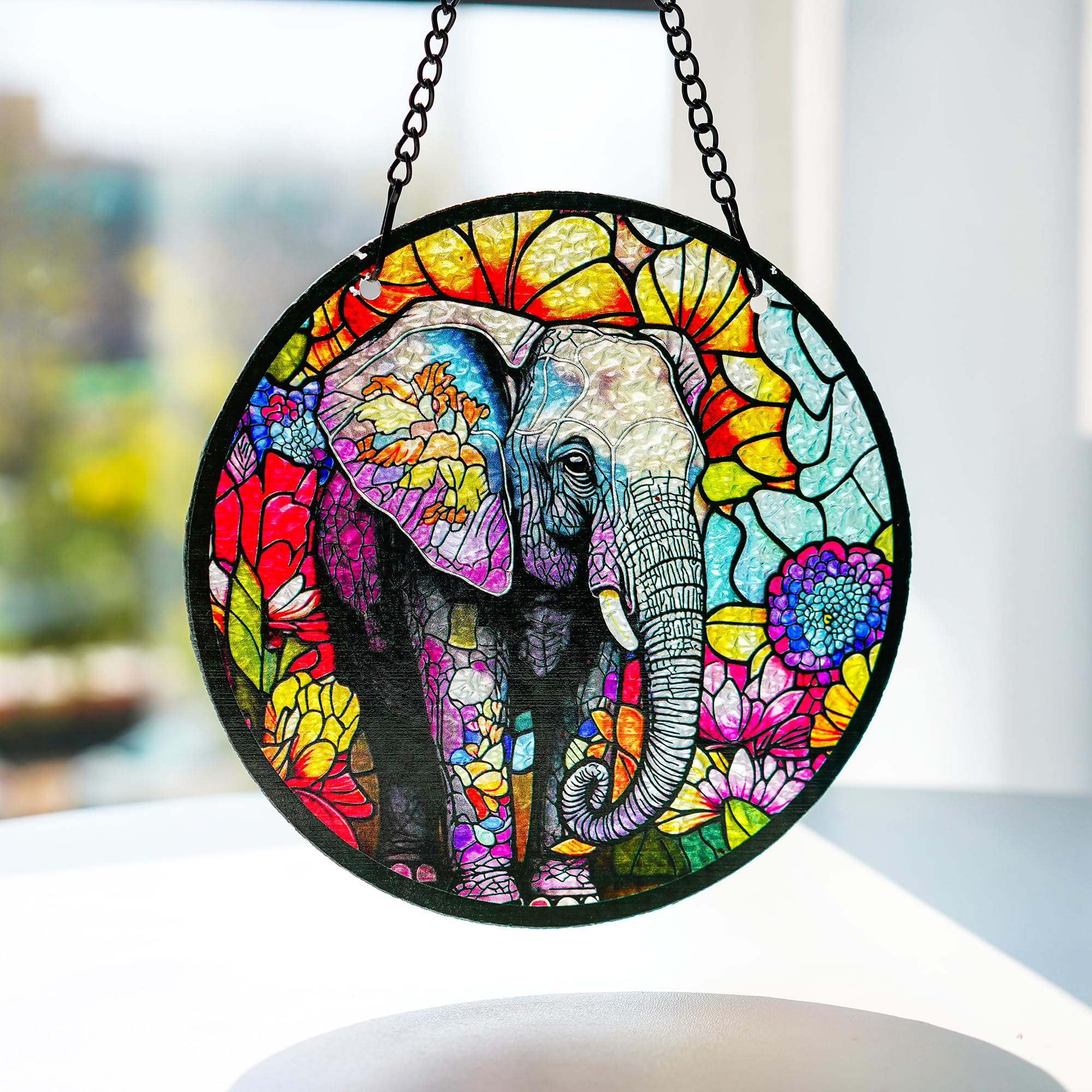 Amazon.com: H&D HYALINE & DORA Colourful Elephants Stained Glass