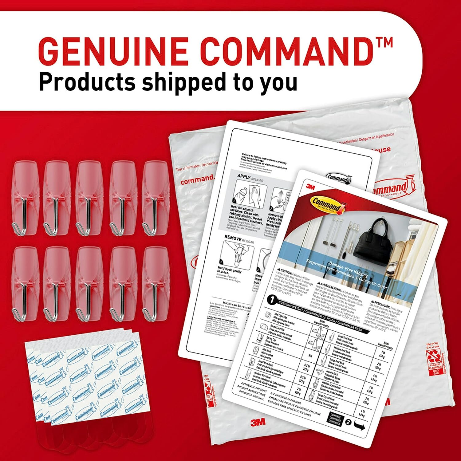 Command Medium Wire Toggle Hooks, Damage Free Hanging Wall Hooks with Adhesive Strips, No Tools Wall Hooks for Hanging Back to School Dorm Organizers, 10 Clear Hooks and 12 Command Strips