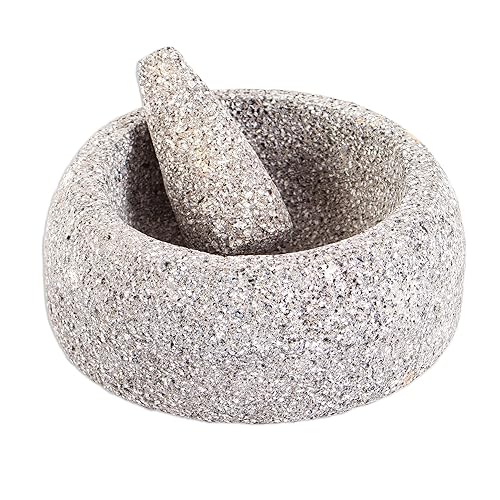 NOVICA Artesano hecho a mano de basalto molcajete auténtico mortero piedra vajilla accesorios de cocina mezcla México Hacienda 'sabores