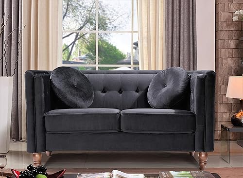 Miniatura 6 de Lexie - Sofá de terciopelo moderno de mediados de siglo, sofá biplaza copetudo, decoración cómoda para sala de estar, dormitorio, apartamento y