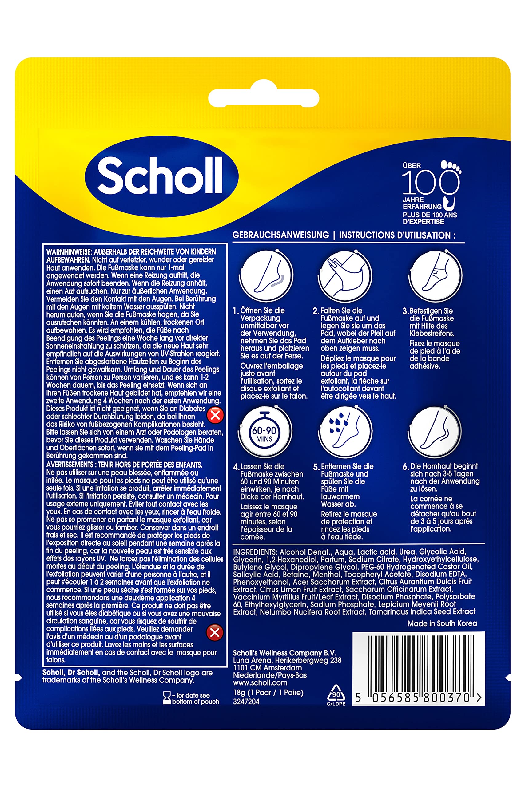 Máscara exfoliante Scholl para eliminar callos - Calcetines para eliminar callos - Máscara para pies sedosos y suaves
