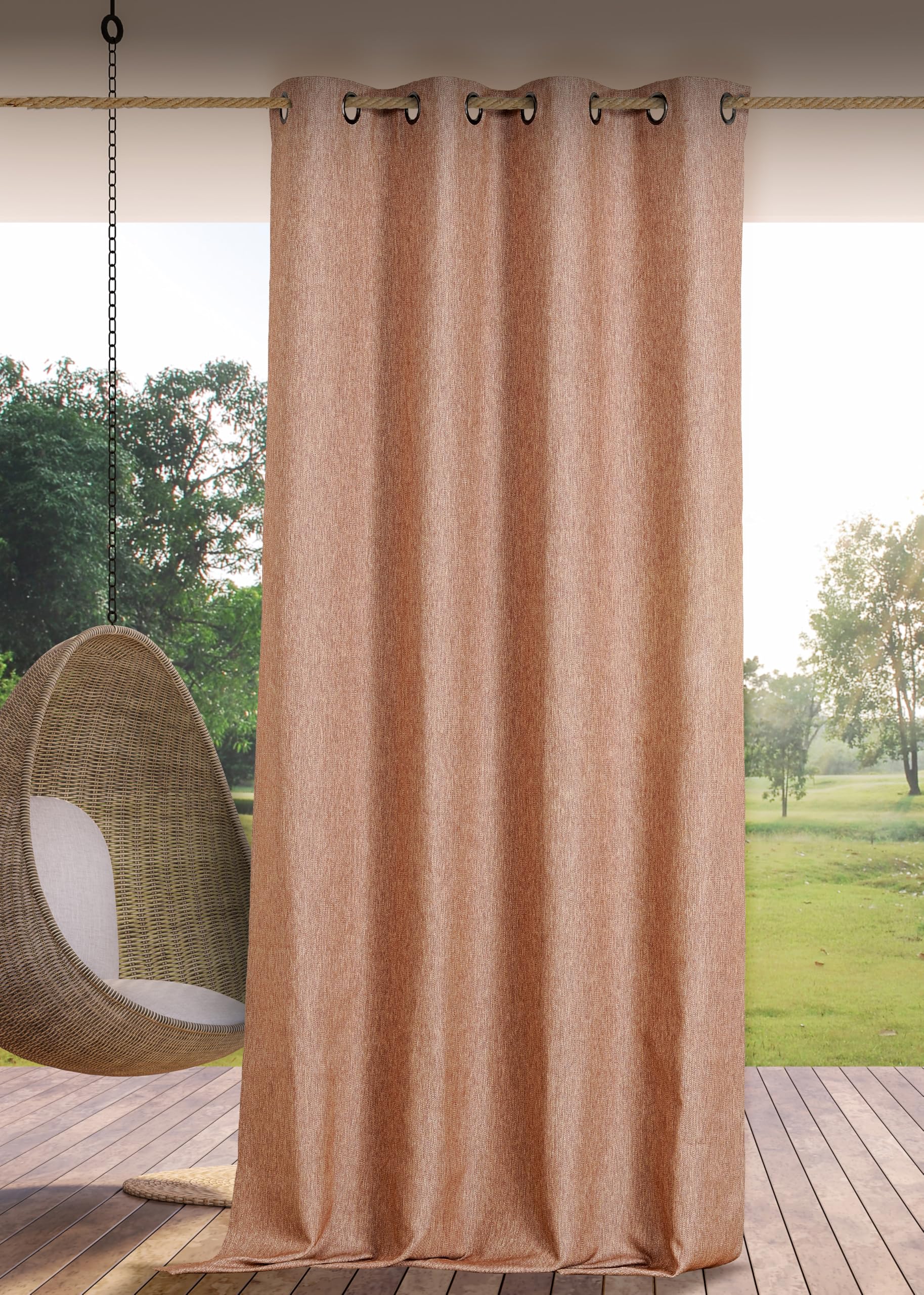 Linder Waterproof Outdoor Curtain – Woven and Dyed in France – Anti-Oxidant Gun Barrel Eyelet Finish – Pink Quartz Heather – Dimensions 140 x 265 cm – 100% Polypropylene – Rooftop Collection