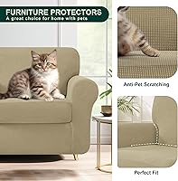 Vista 428 de CHUN YI - Funda elástica para sofá (7 piezas), funda para sofá de 3 plazas con tres respaldos y cojines separados con banda elástica, tela jacquard