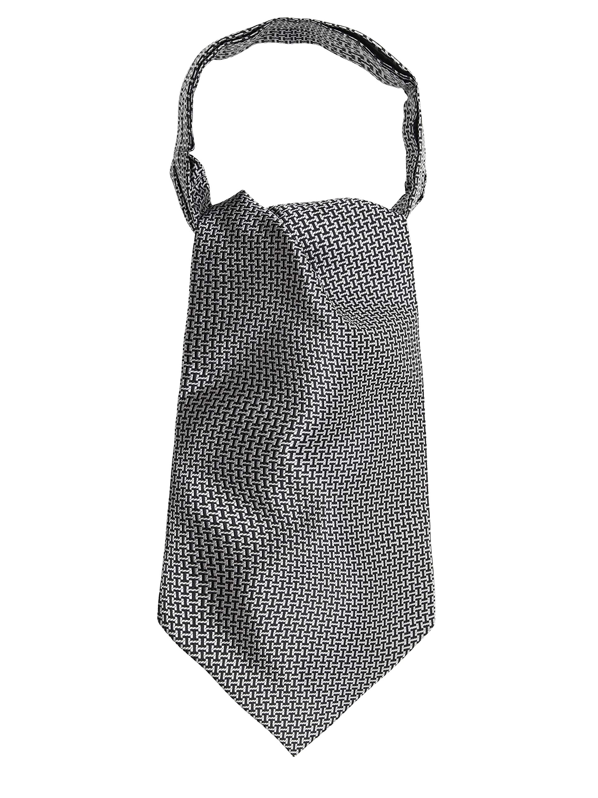 Wanying Men's N01 Striped Black Grey Retro Ascot Ties Cravat Ties Ascot Neckties Chic For Gentleman - Striped Black Grey