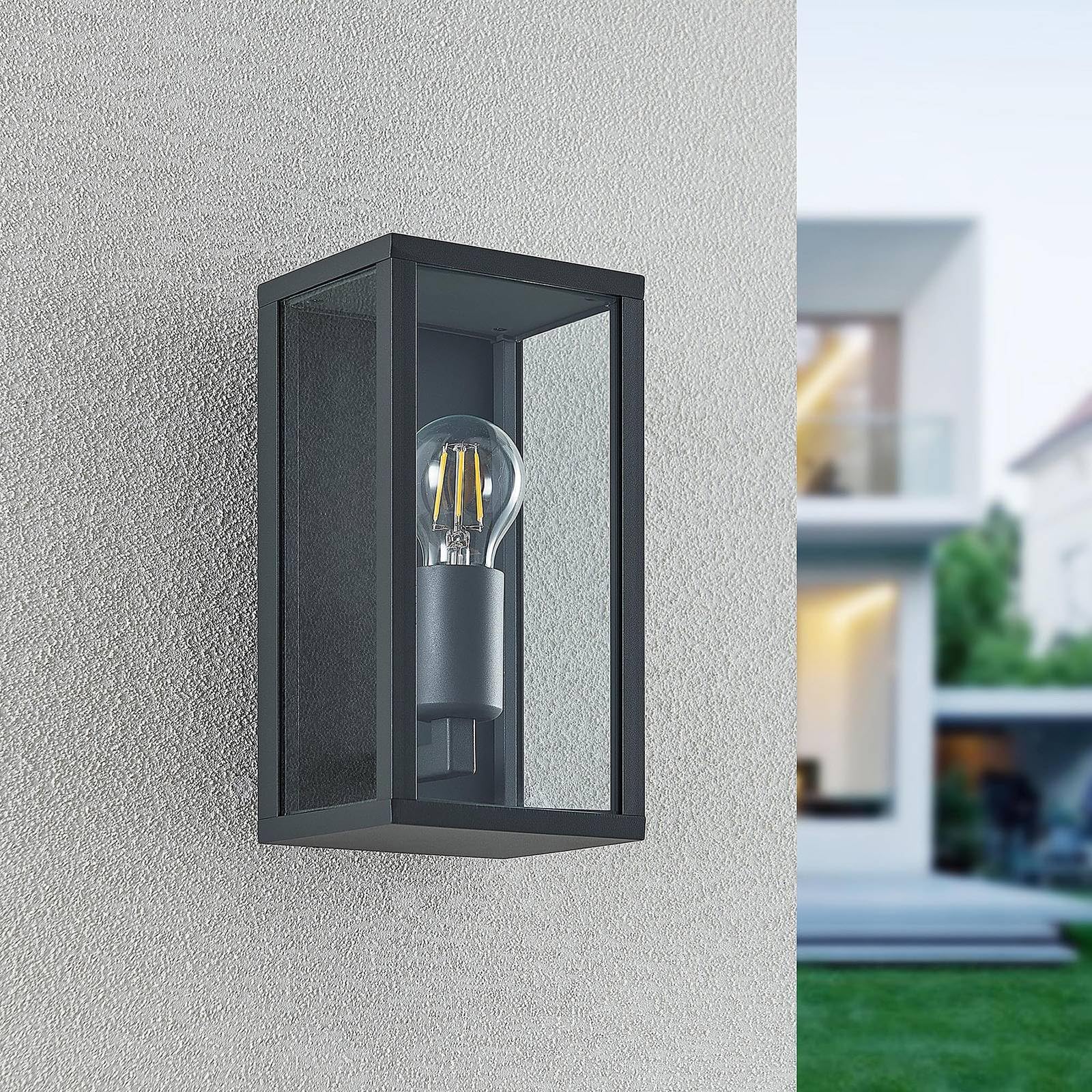 Lindby Applique da esterni dimmerabile (Moderno) colore Nero, in Alluminio applique lampada LED outdoor per facciata/parete terrazzo e balcone