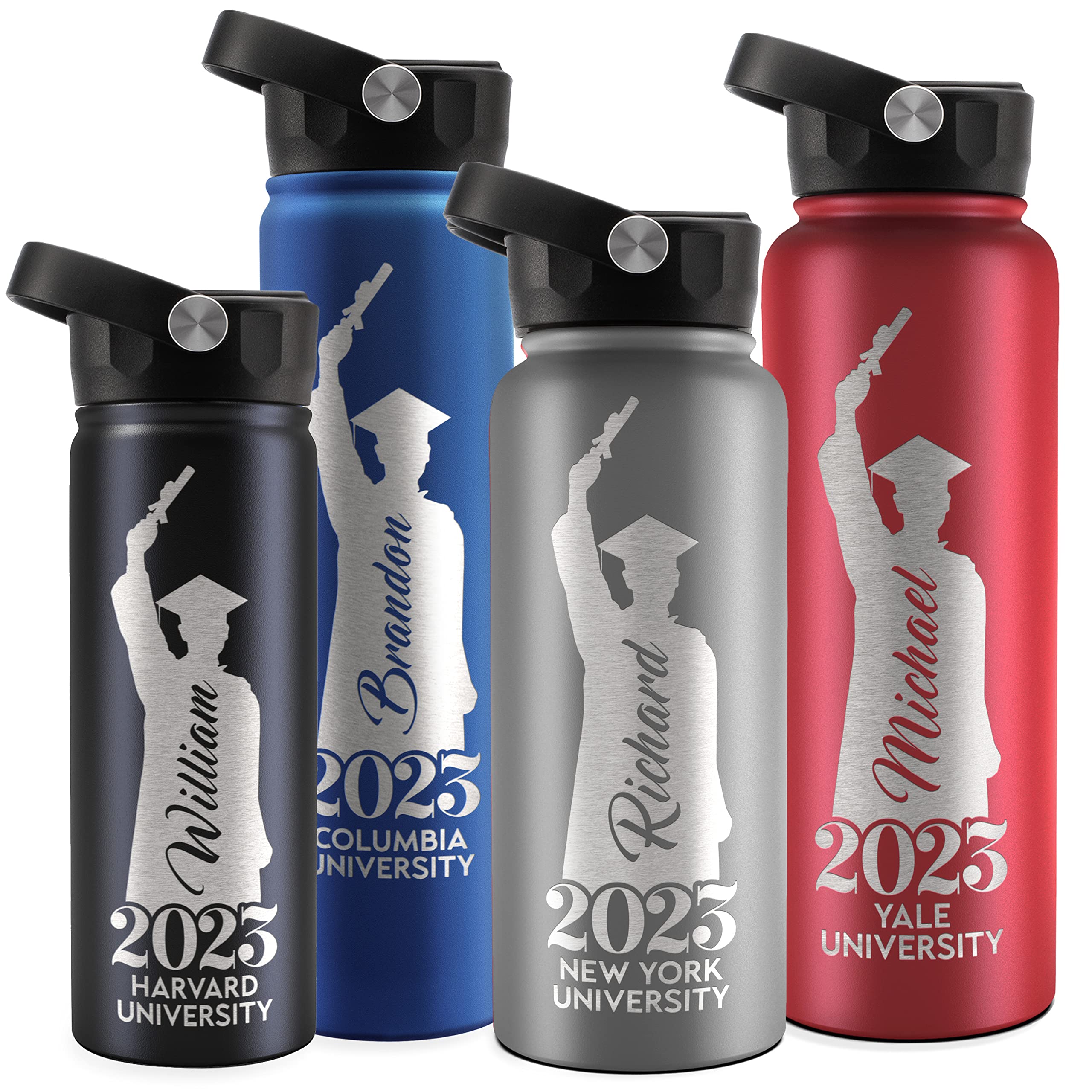 Graduation Gifts for Him, Personalized Water Bottle, 32 Oz, 9 Colors, Engraved Name, Year & School Name, Class of 2024 Graduation Gifts, Congrats Grads, High School, College