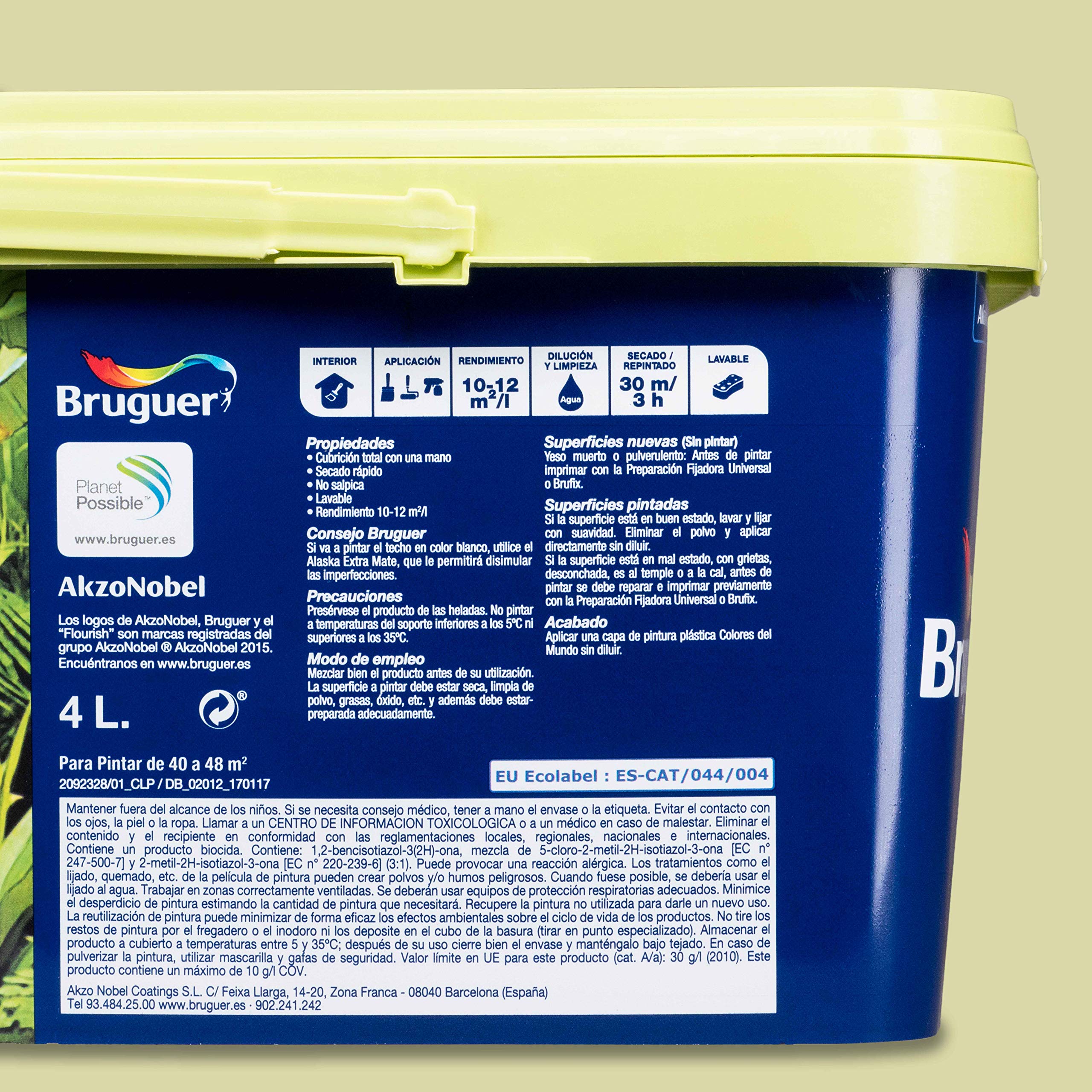Bruguer Colores del Mundo Pintura para paredes monocapa Amazonas Verde Intermedio 4 L