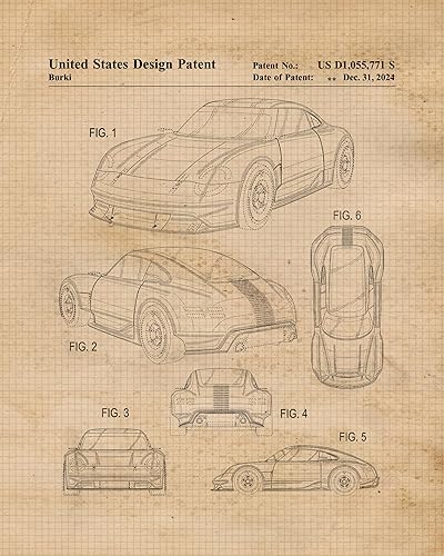 Miniatura 3 de Classic Auto Patent Prints, 4 (8x10) Unframed Photos, Wall Art Decor Gift for Home Office Man Cave Porsche Workshop Garage College Engineer Student