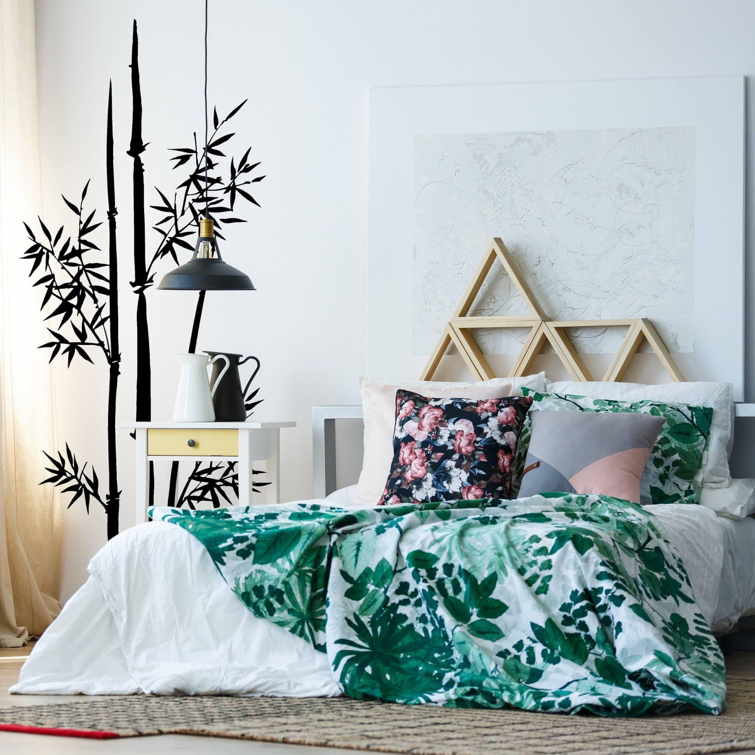 Arte de pared de bambú, vinilo Nature's Serenity, calcomanía decorativa de pared 72 x 134