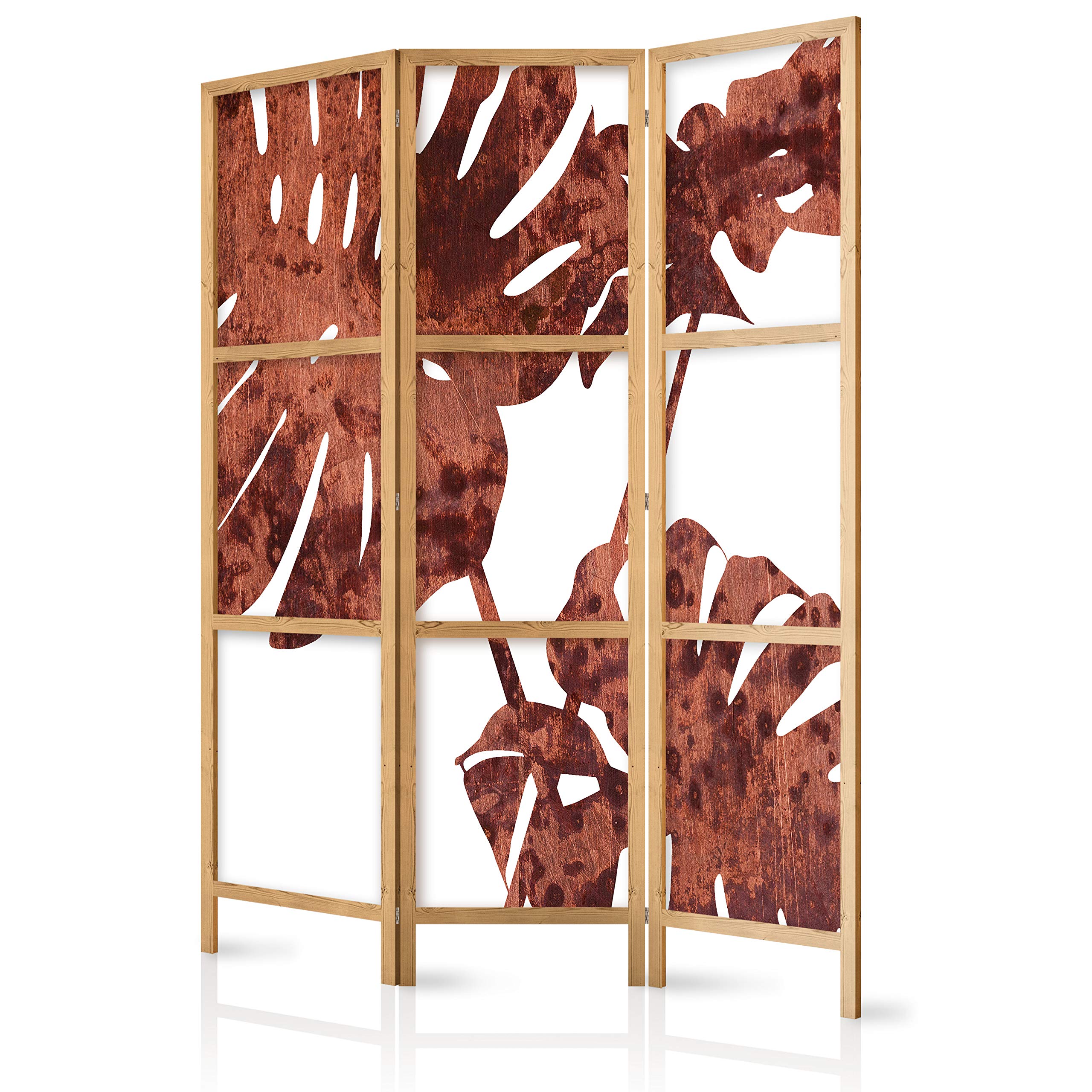 murando Room divider Tropical Leaves Monstera 135x171cm / 54"x68" 3 pieces Non-Woven Canvas Single-Sided Folding Screen Privacy wood pattern design hand made Home office Japan b-C-0385-z-b