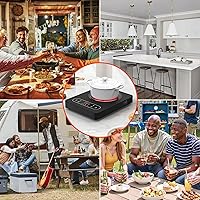 Vista 8 de Placa eléctrica de 1800 W: estufa eléctrica portátil de un solo quemador de 110 V con pantalla táctil LED, 10 niveles de potencia, placa caliente