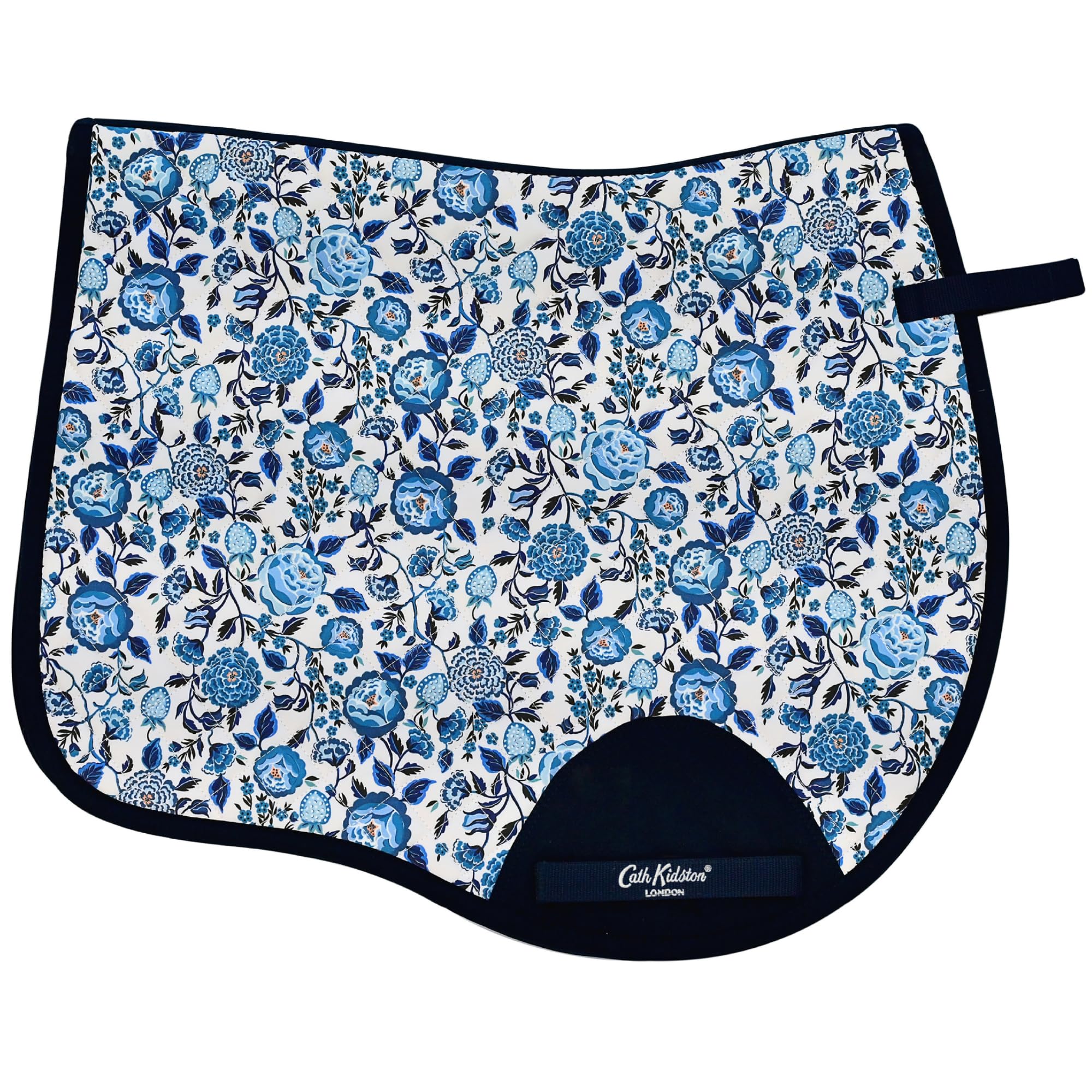 Cath Kidston Pony GP Saddle Pad, Breathable Quilted 100D Fabric, Moisture Wicking Lining, Shock Absorbing Padding with Reinforced Billet & Girth Straps | Strawberry Garden