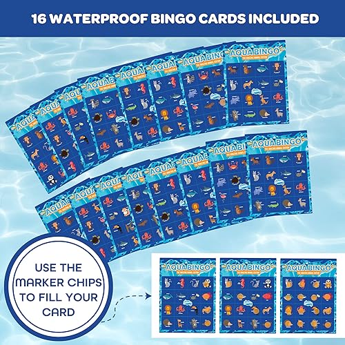 Miniatura 6 de Juego de buceo de bingo en la piscina para niños, juguete de edición divertida para fiesta de verano, bucea y llama 30 "números" con temática de
