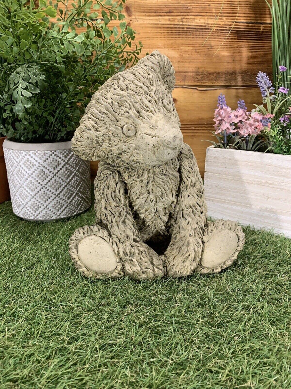 J And L Stone Ornaments Grey Stone Garden Cute Teddy Bear Detailed Concrete Garden Ornament