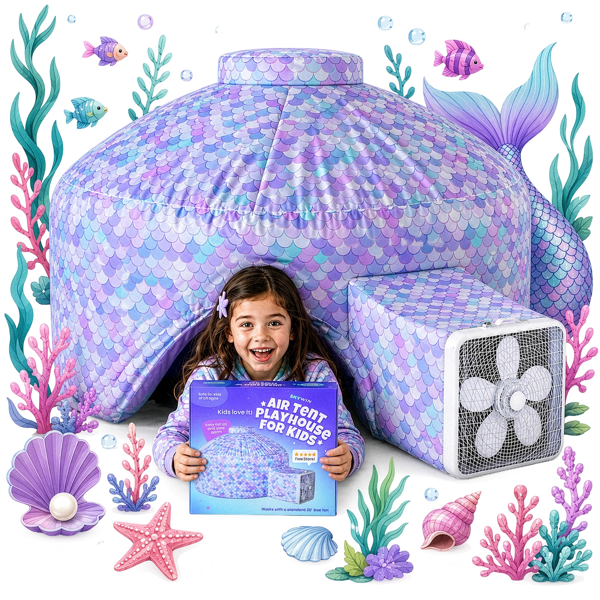 magic tent Air for Kids, Toddler Tents Indoor 77 x 50 in - Mermaid Fort post | lenght + color:118 cm • anthracite while sparkly curtains add Waterproof Hunting Rain Gear Style: Modern