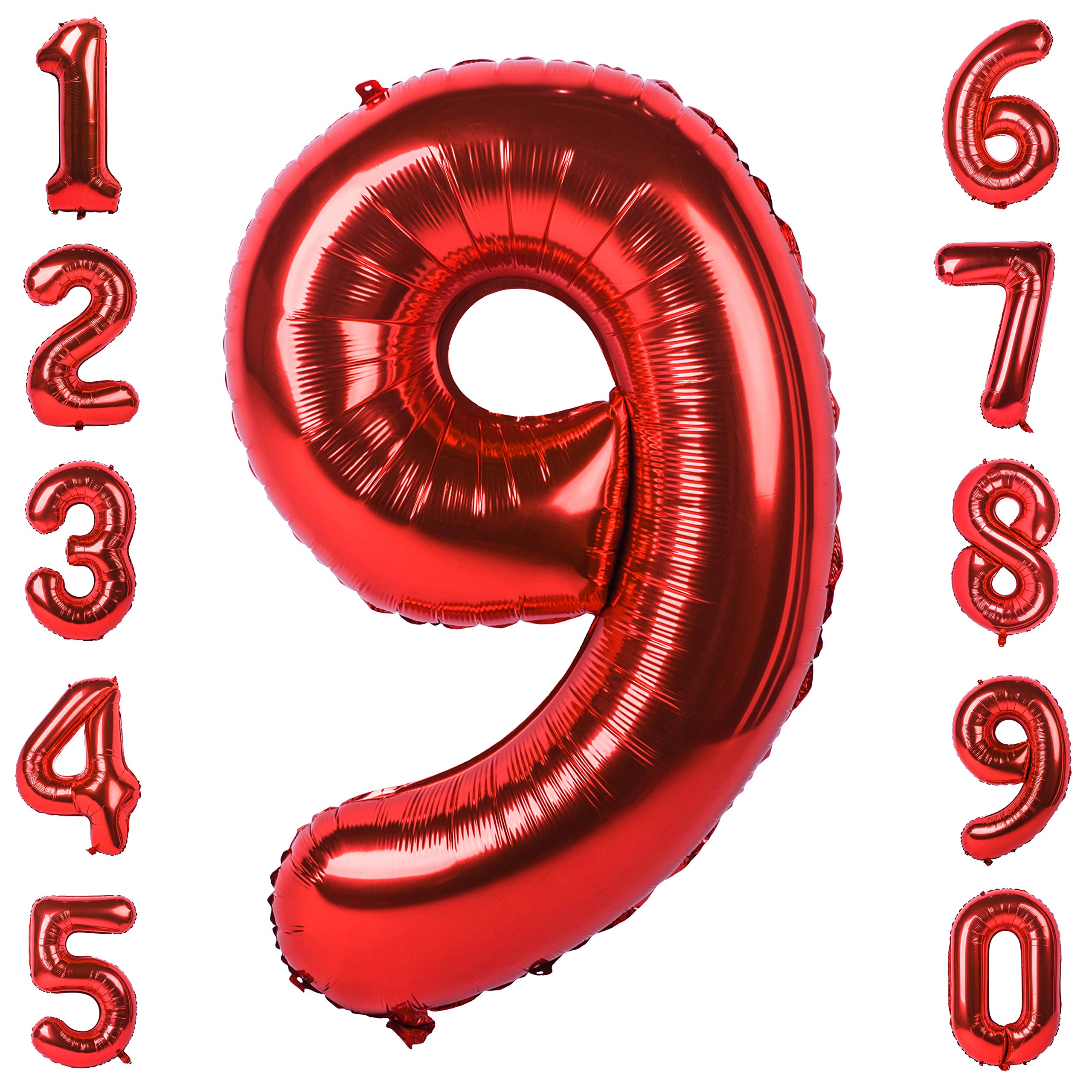 Red 0 balloon 40 Inch Giant Helium Foil Number 0 to 9 Red Balloon Birthday Wedding Party Digital Decorations (Number 0) — view 350