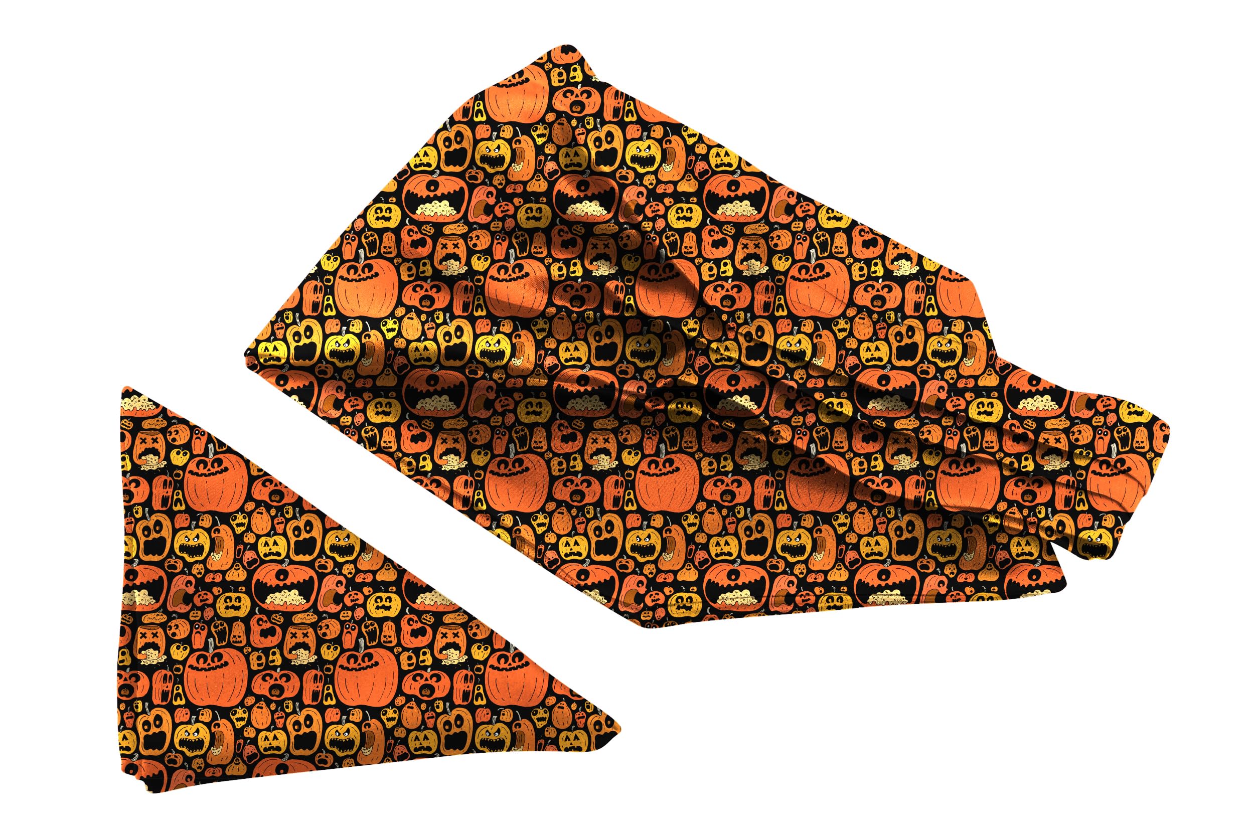 blacksmith Multicolor Pumpkin Printed Satin Neckwear Ascot and Matching Pocket Square Set for Men-picture-24
