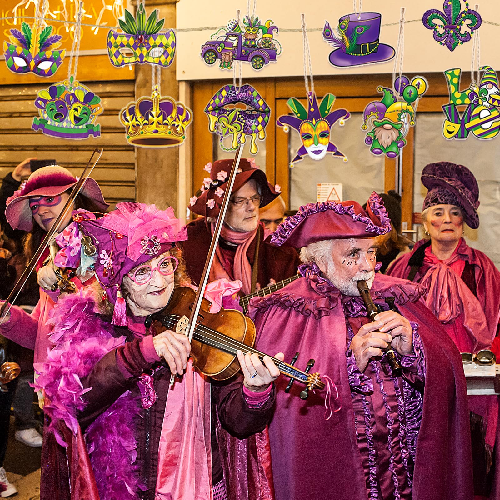 24 Pièce Ornements Suspendus de Carnaval, Ornements Suspendus du Mardi Gras, Masque de Mascarade Décoration, à Utiliser dans Les Décorations pour Les Carnavals, Les Fêtes Costumées, etc