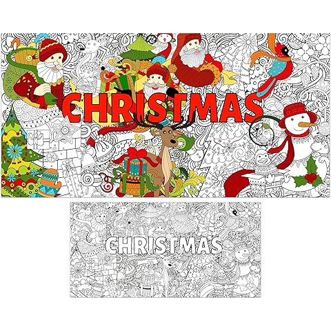 Giant Christmas Coloring Poster for Adults Kids Large Mandala Coloring Tablecloth Sheets Pages Huge Merry Xmas Holiday Gift Home Classroom School Activity Game Wall Decorations Crafts Party Supplies