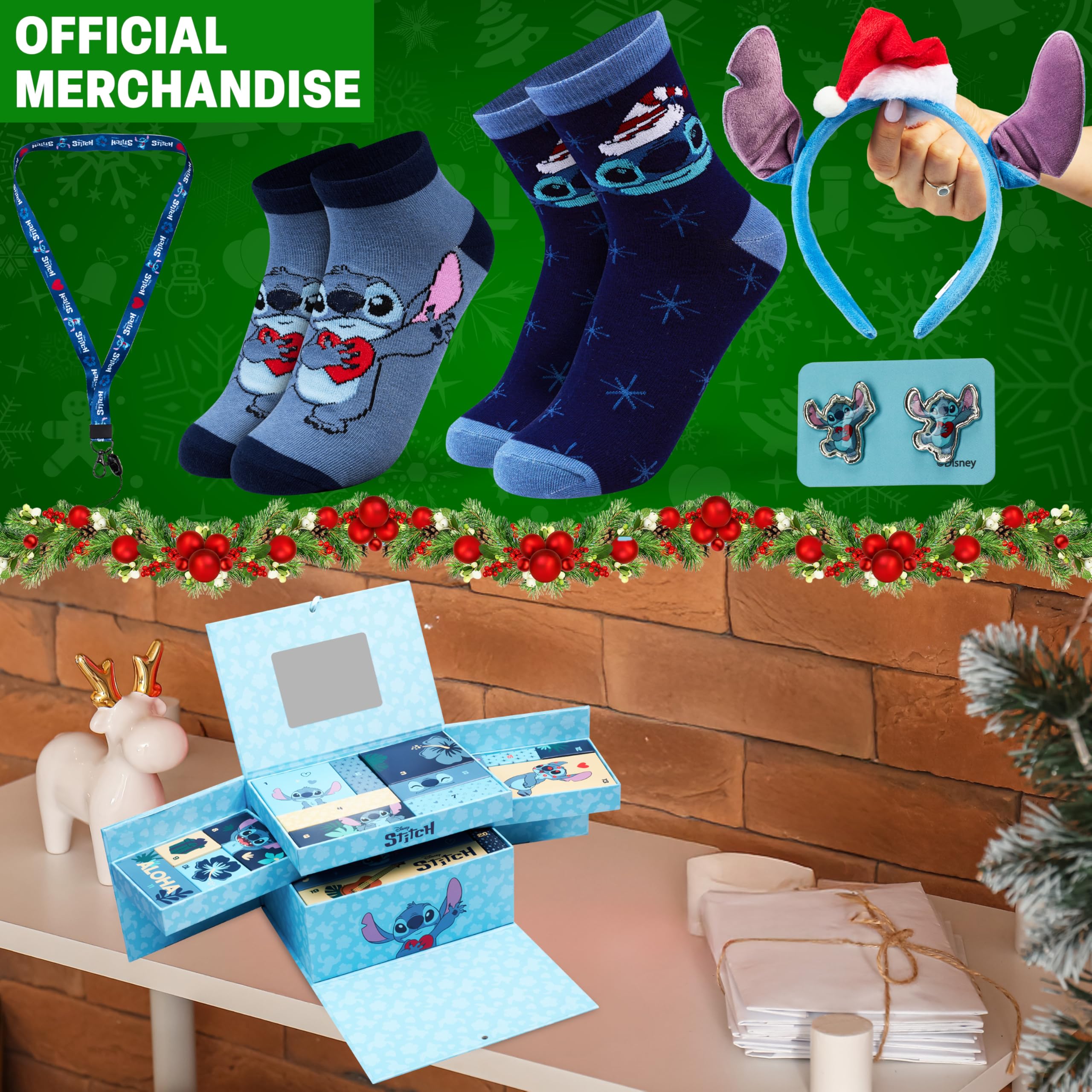 Get Trend Disney Stitch Advent Calendar 2025 Girls Teens Gift Box with Accessories Socks Stationery Jewellery Christmas Countdown for Kids Women Fans (Blue Stitch) - Image 4