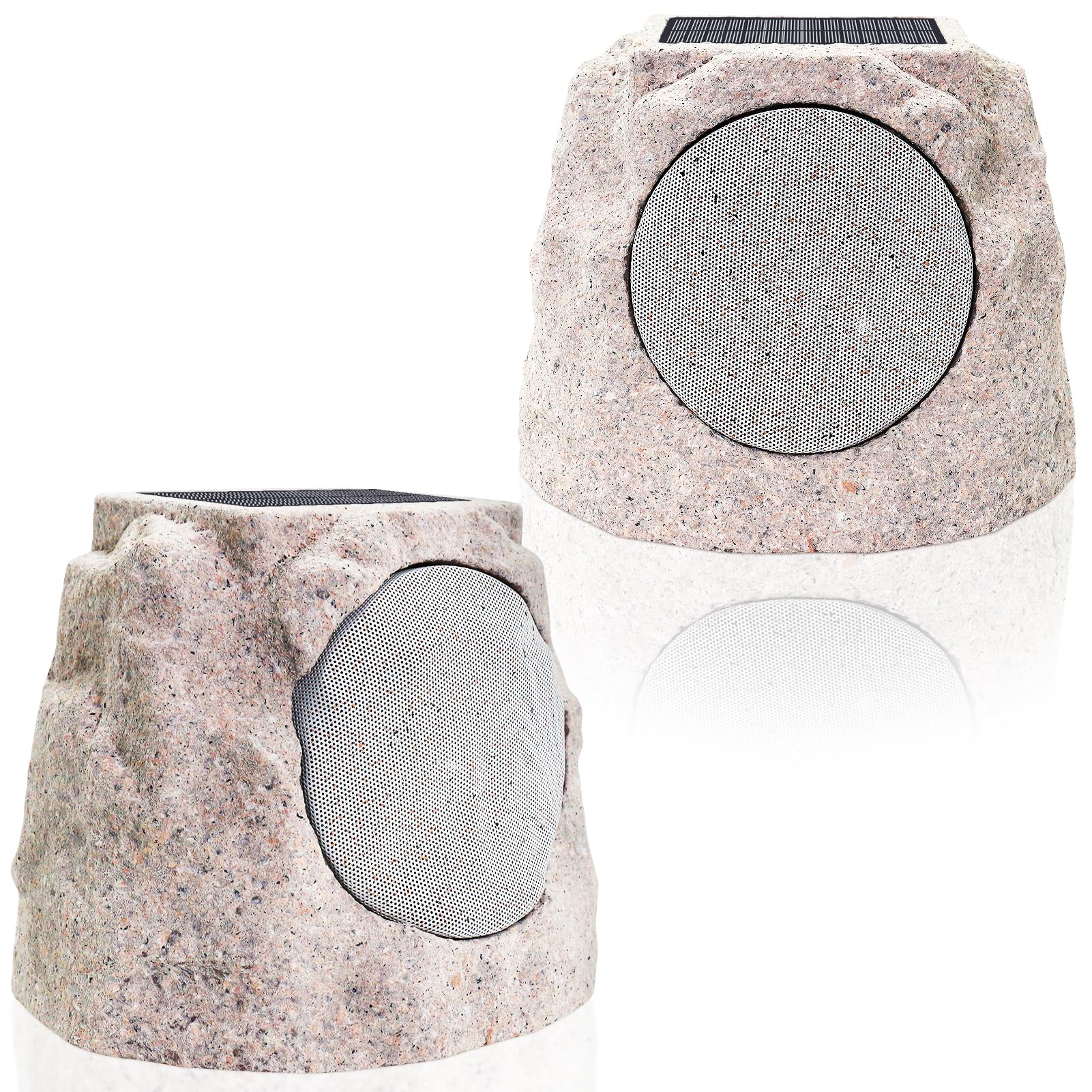 uuffoo Rock Speaker Outdoor Waterproof Solar & USB Charging with RGB Colors Bluetooth 5.0 Solar Bluetooth Speaker (A 2PACK)