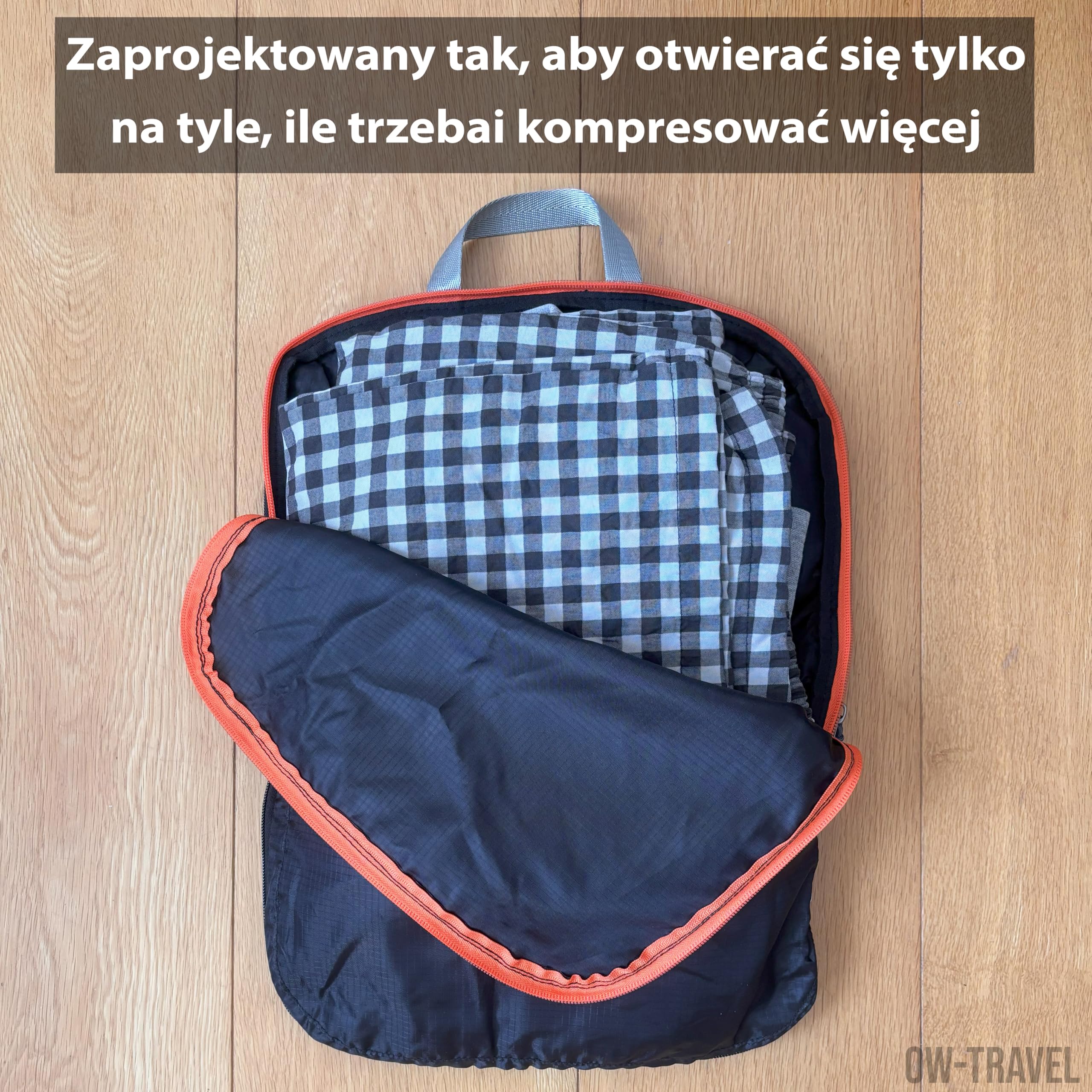 OW-Travel Łatwe do Zorganizowania Kompresyjne Kostki do Pakowania Walizek. 4 Średnie Kostki Podróżne do Torby Plecaka Bagażu. Akcesoria Podróżne Niezbędne na Wakacje. 4 szt. C Zarny