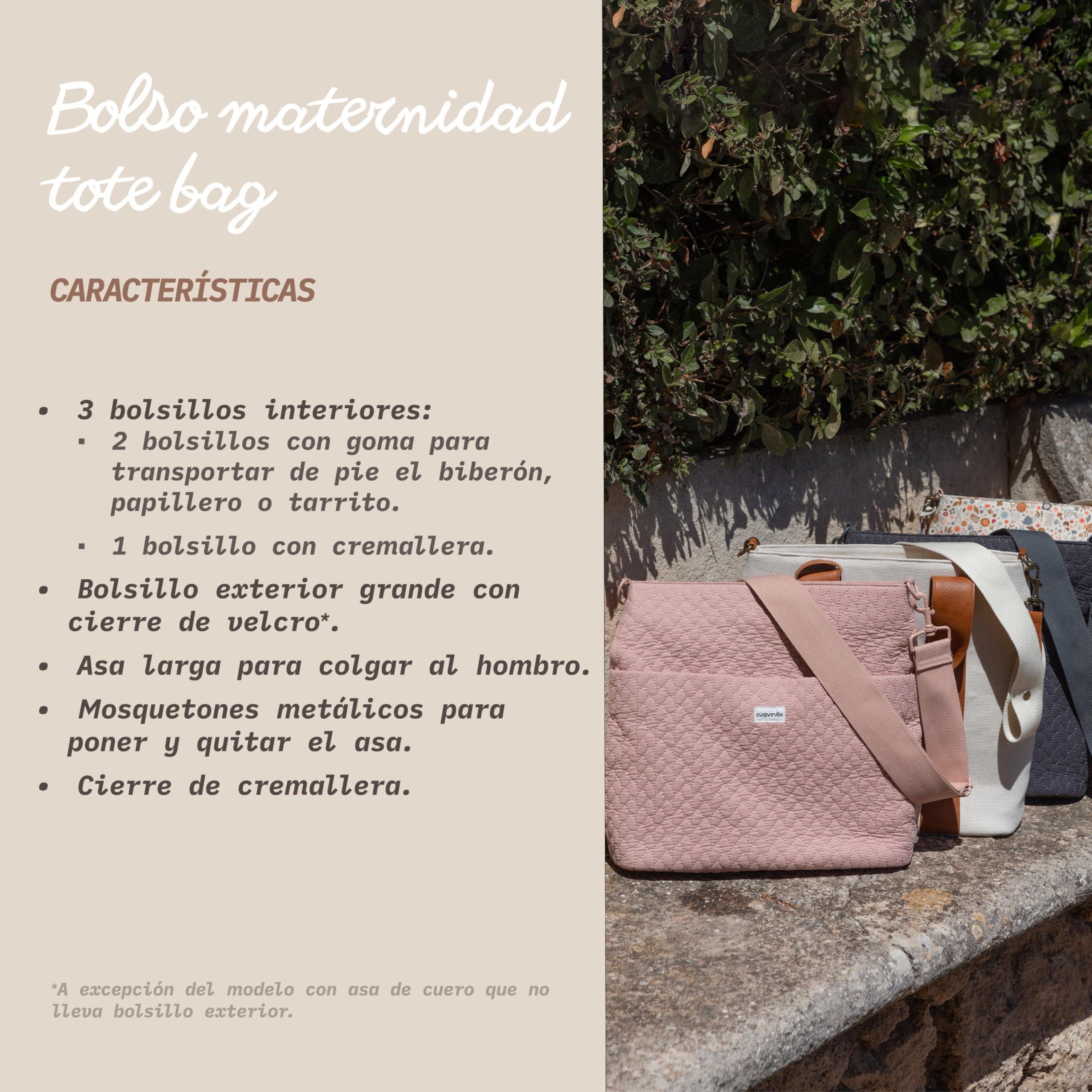 Suavinex, Bolso Maternidad Tote Bag, Bolso Carro Bebé de Gran Capacidad, Asas Ajustables al Carrito, Cierre de Cremallera, Ideal Silla Paseo, Impermeable, con Bolsillos Interiores, Floral