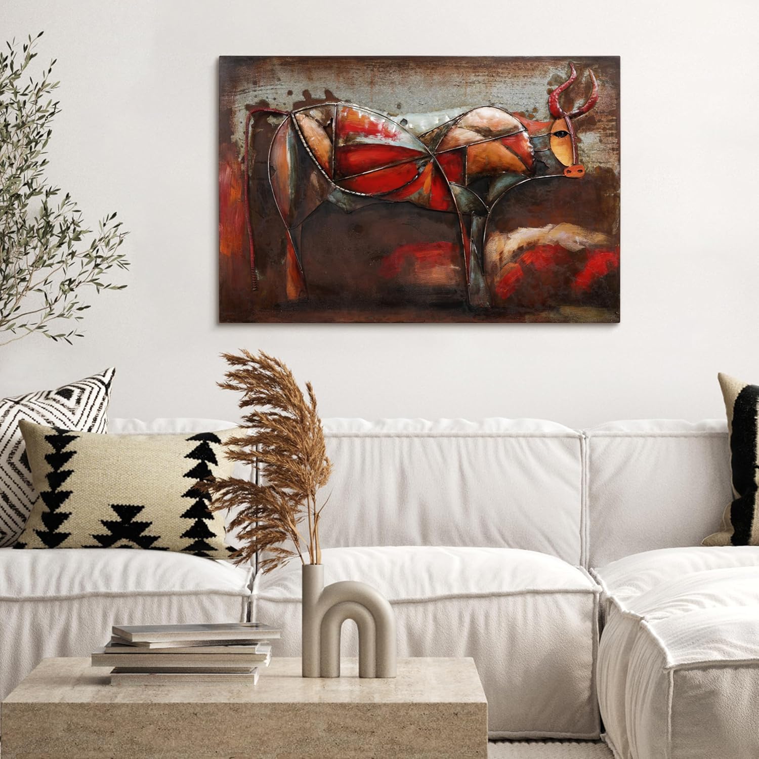 Empire Art Direct Cattle Mixed Media Iron Hand Painted 3D Wall Art, 32" x 48" x 2.8", Ready to Hang