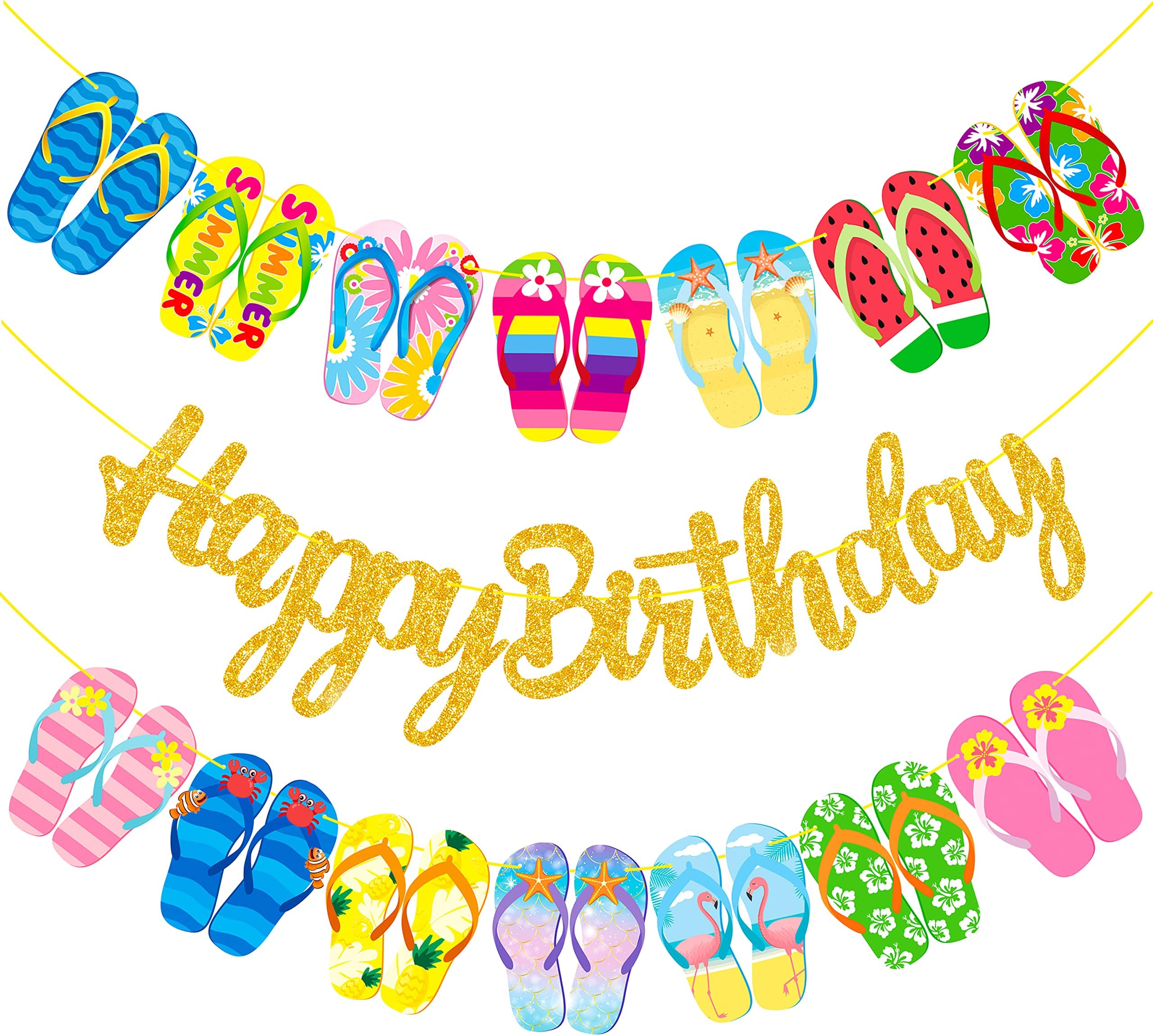 Amazon.com: Flip Flop Party Banner Summer Slippers Birthday Party ...
