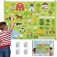 BONNYCO Felt Farm Board with 92 Velcro Animal Figures - Montessori Sensory Toy for Toddlers 3-8, Educational Birthday Gift