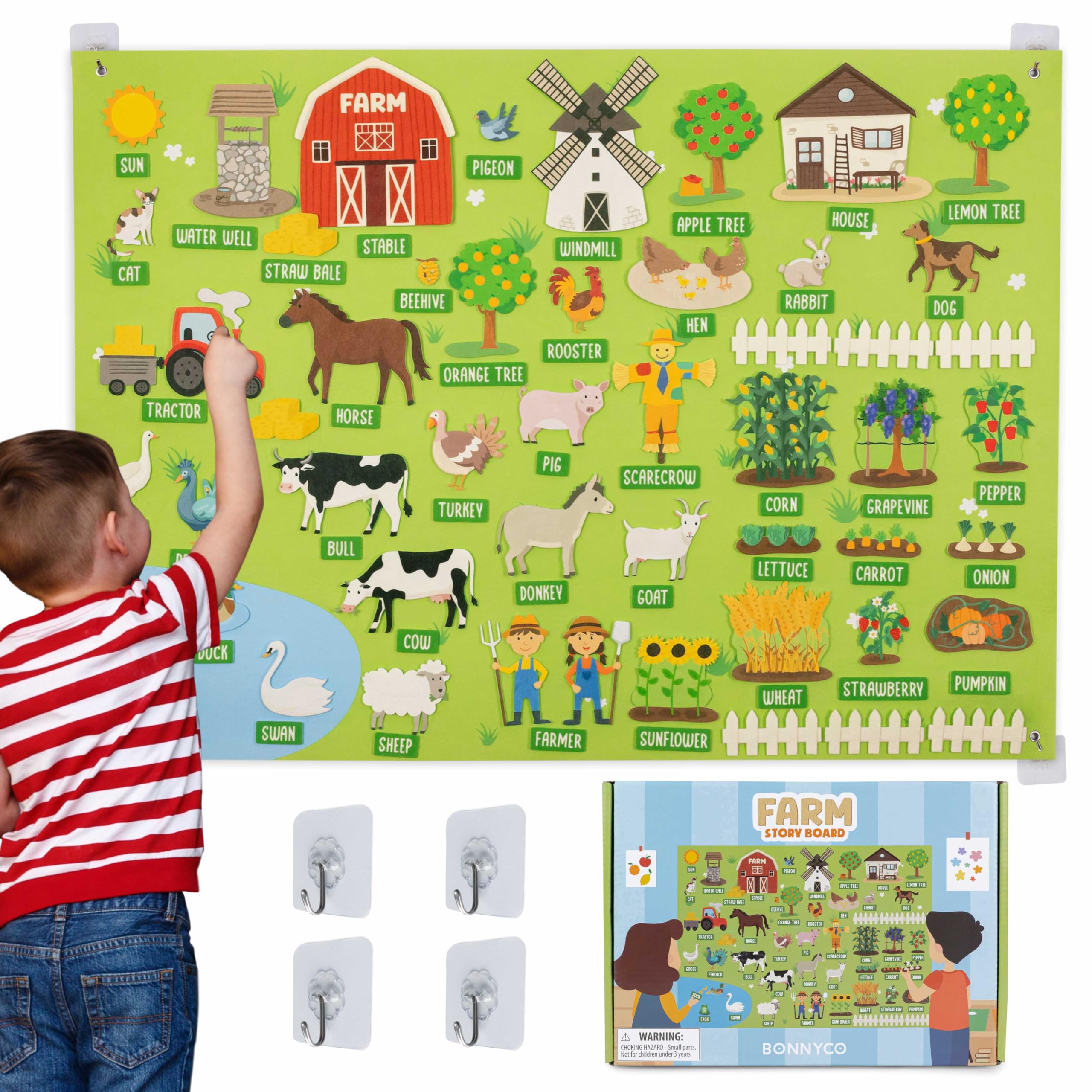  Bonnyco Pizarra de Fieltro con Figuras Animales Granja para Niños 3-8 Años
| Bonnyco Pizarra de Fieltro Montessori con 