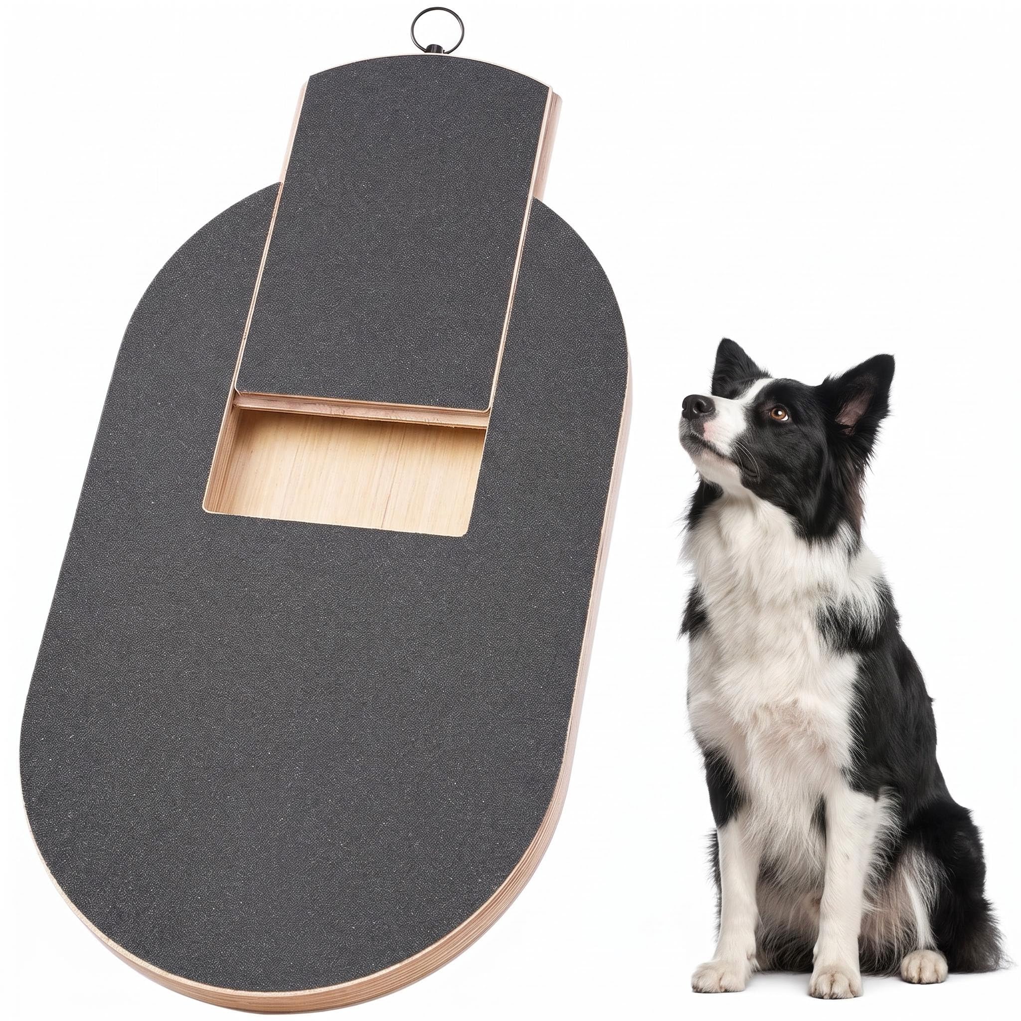 Dog Scratch Pad for Nails with Treat Box for All Breed Sizes, Solid Wood