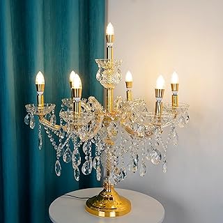 Vintage Crystal Table Lamp, Antique Candelabra Decorative Bedside Desk L...