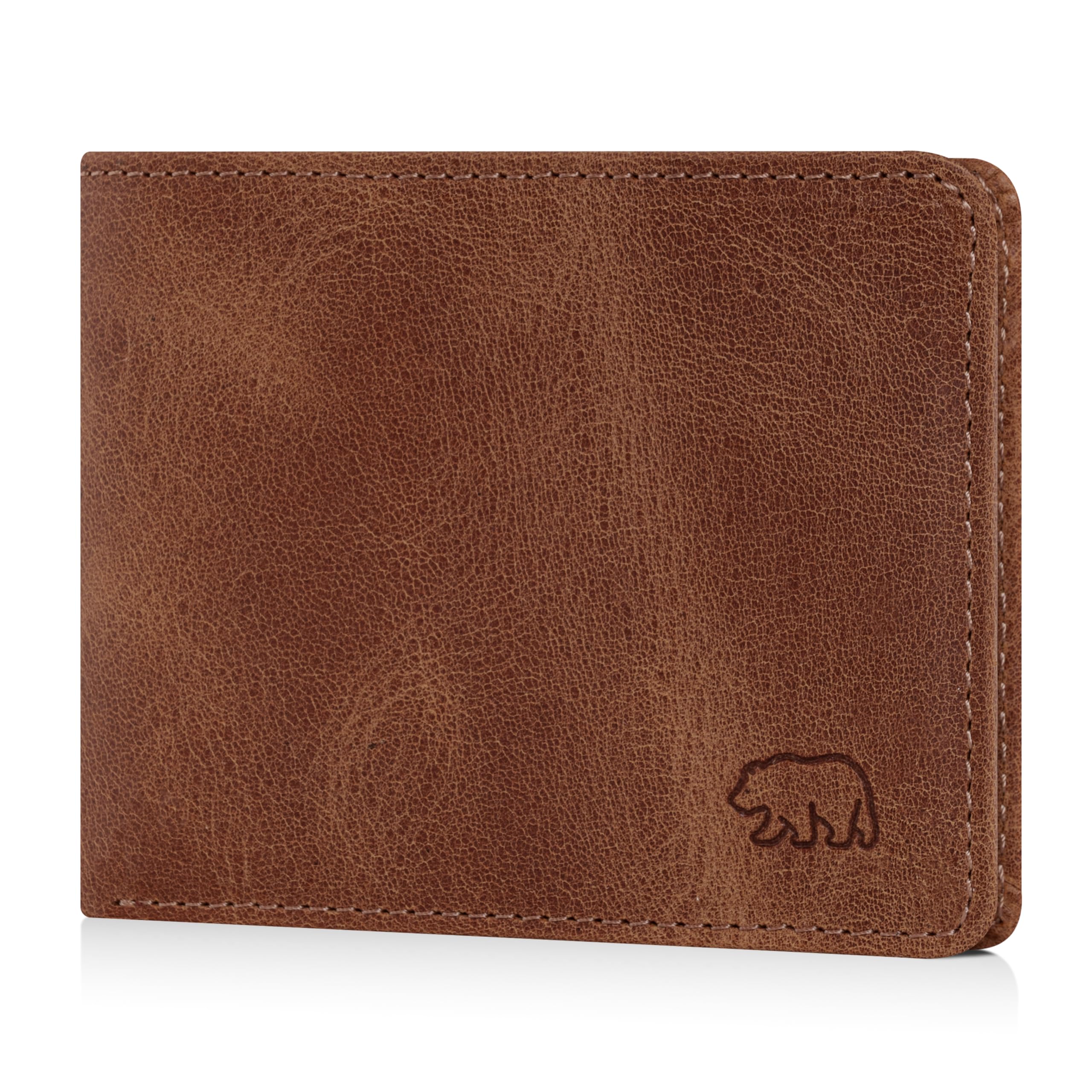 BROWN BEAR Geldbörse Herren klein Leder mit Münzfach Braun - BB 8061 WBR