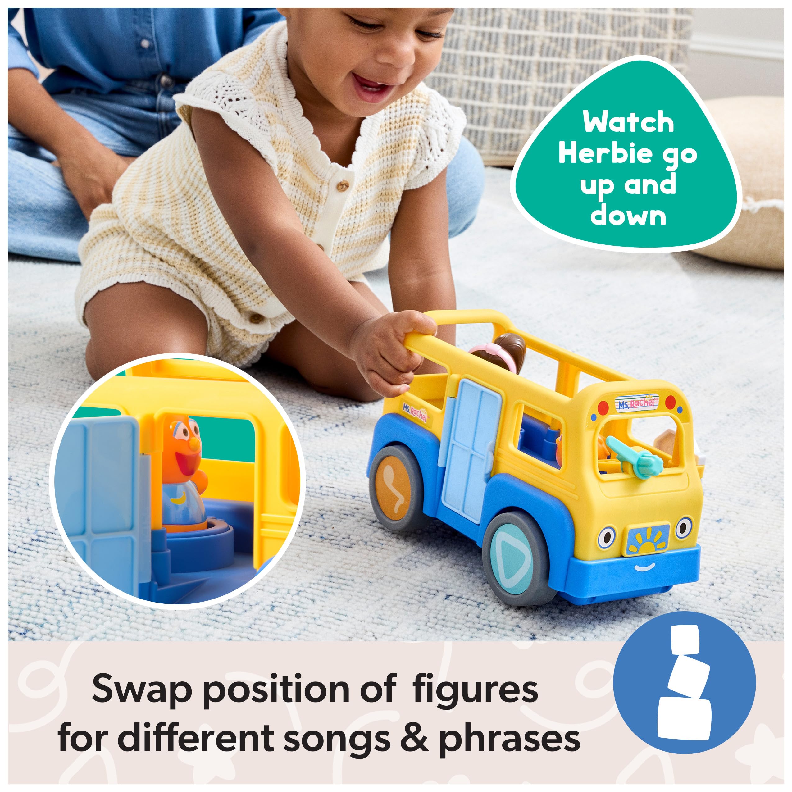 Ms. Rachel Offizieller My First Learning Elektronischer Schulbus mit 2 Figuren, Musik & Sounds, Lernspielzeug & Kleinkindspielzeug für Mädchen und Jungen ab 1-3 Jahren